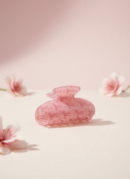 Coquette Pink Bow – Fermaglio Capelli Rosa con Fiocchi e Cuori