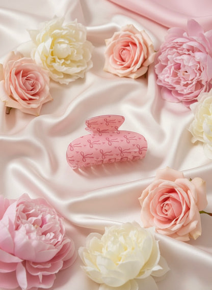 Coquette Pink Bow – Fermaglio Capelli Rosa con Fiocchi e Cuori