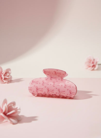 Coquette Pink Bow – Fermaglio Capelli Rosa con Fiocchi e Cuori